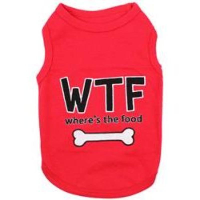 Parisian Pet® Tee's XXS WTF Where's the Food Red Dog T-Shirt