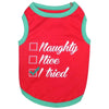 Parisian Pet Tee's XXS Naughty Nice I Tried Christmas Holiday Red Embroidered Dog T-Shirt