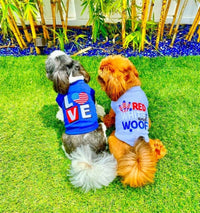 Parisian Pet Tee's Patriotic Red, White and Woof Grey Dog Tee