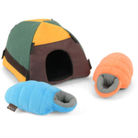 Camp Corbin Trailblazing Tent Interactive Burrow Plush Squeaky Dog Toy Set - 3 Pc