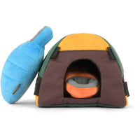 Camp Corbin Trailblazing Tent Interactive Burrow Plush Squeaky Dog Toy Set - 3 Pc