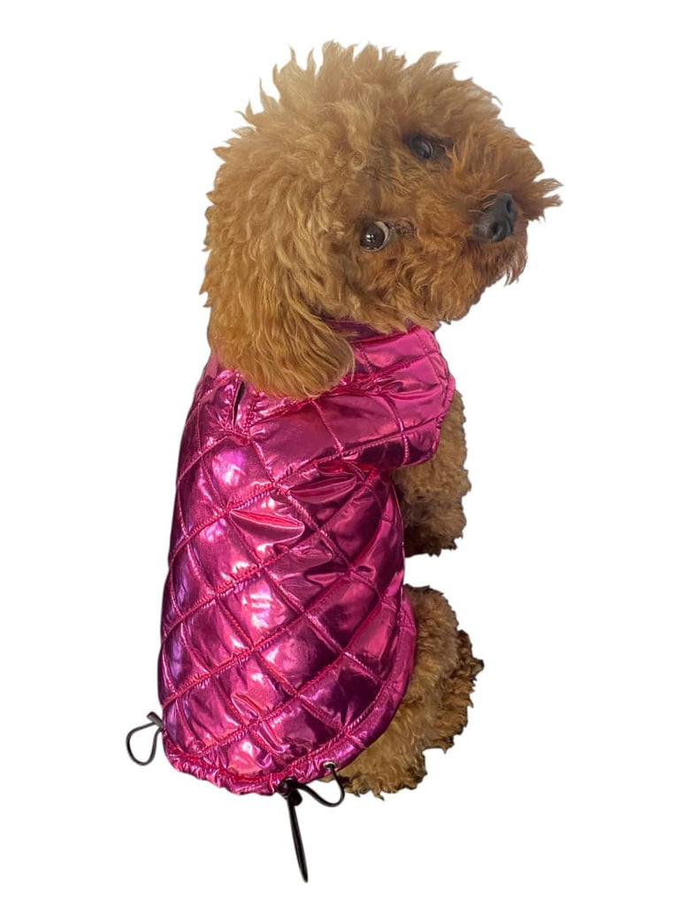 The Dog Squad Dog Coats XXS Mercedes Metallic Coat, Raspberry
