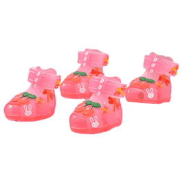 AE - QIZBONE Dog Apparel SZ 1 Cherry Jelly Dog Sandals - 4 Pc Set - Pink