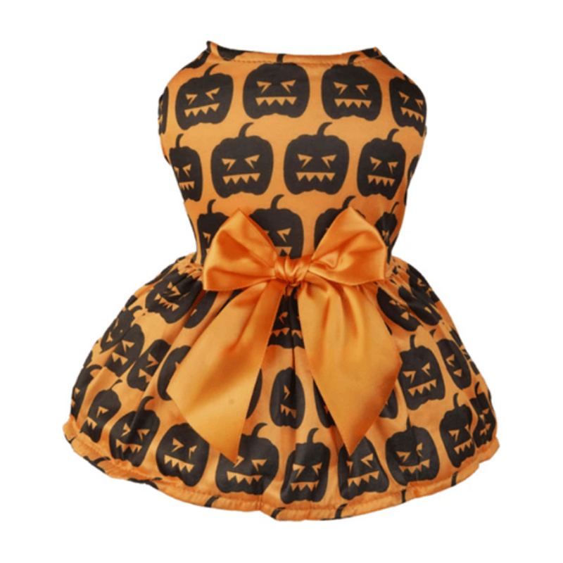 AE-CATSANDDOGSLIFESTORE dog apparel S Pumpkin Bow Pet Dress