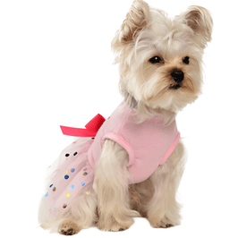 AE-STARPET Dog Apparel "It's My Birthday" Pink with Polka Dot Tutu Dog Dress