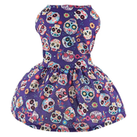 AE-FANTASYH&G dog apparel S Halloween Day Of The Dead Skull Dog Dress