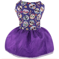 AE-FANTASYH&G dog apparel M Halloween Day Of The Dead Skull Dog Dress with Purple Tulle Bottom