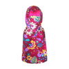 Pooch Outfitters Jackets 2XS Lydia Burgundy Retro Flowers with Pink Bow Hooded Pet Raincoat