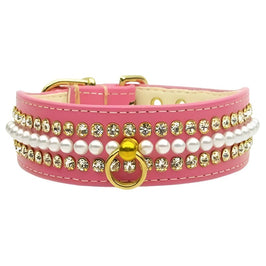 Mirage Pet Products Collars 20 / Pnk Mini Faux Pearl & Crystel Set Pet Collar