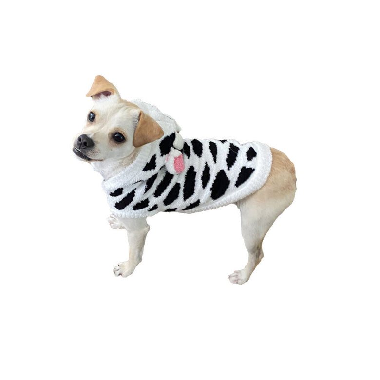Chenille Cow Hoodie Soft Dog Sweater
