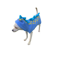 Chenille Blue Dinosaur Hoodie Soft Dog Sweater