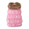 Dogo Pet Fashions Jackets L Ruched Bubble Pink Faux Fur Collar Dog Jacket