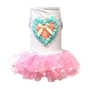 Parisian Pet Dresses MD Hearts & Pink Tulle with Bowed Heart Pearl Adornment Dog Dress