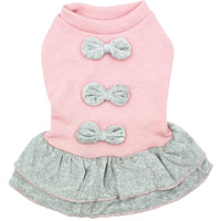 Parisian Pet Dog Apparel SM Ribbed Winter Bows Dog Dress