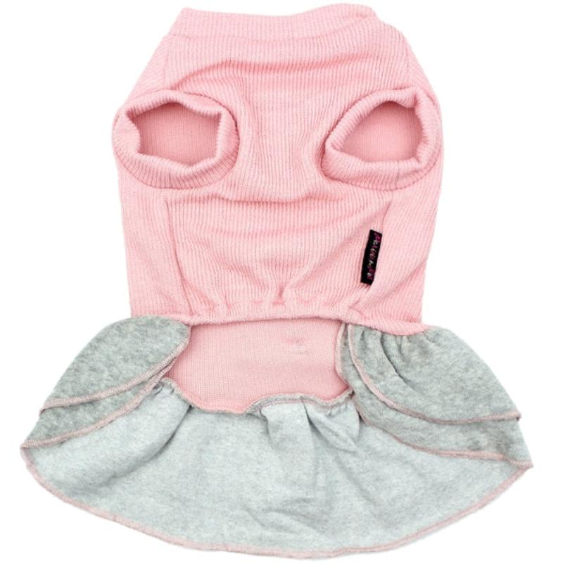 Parisian Pet Dog Apparel Ribbed Winter Bows Dog Dress