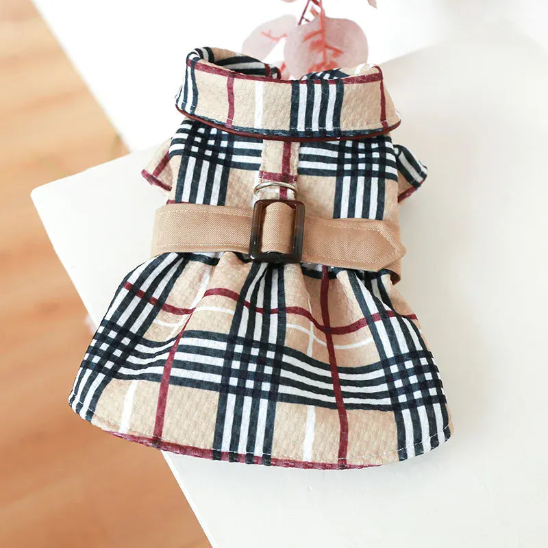 AE Dresses 8" Autumn Coffee Plaid Dog Dress