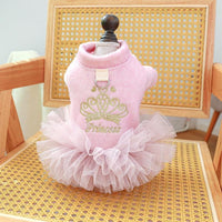 AE - PETCIRCLE dog apparel Pnk / XS Crown Princess Embroidered Tutu Pet Dress