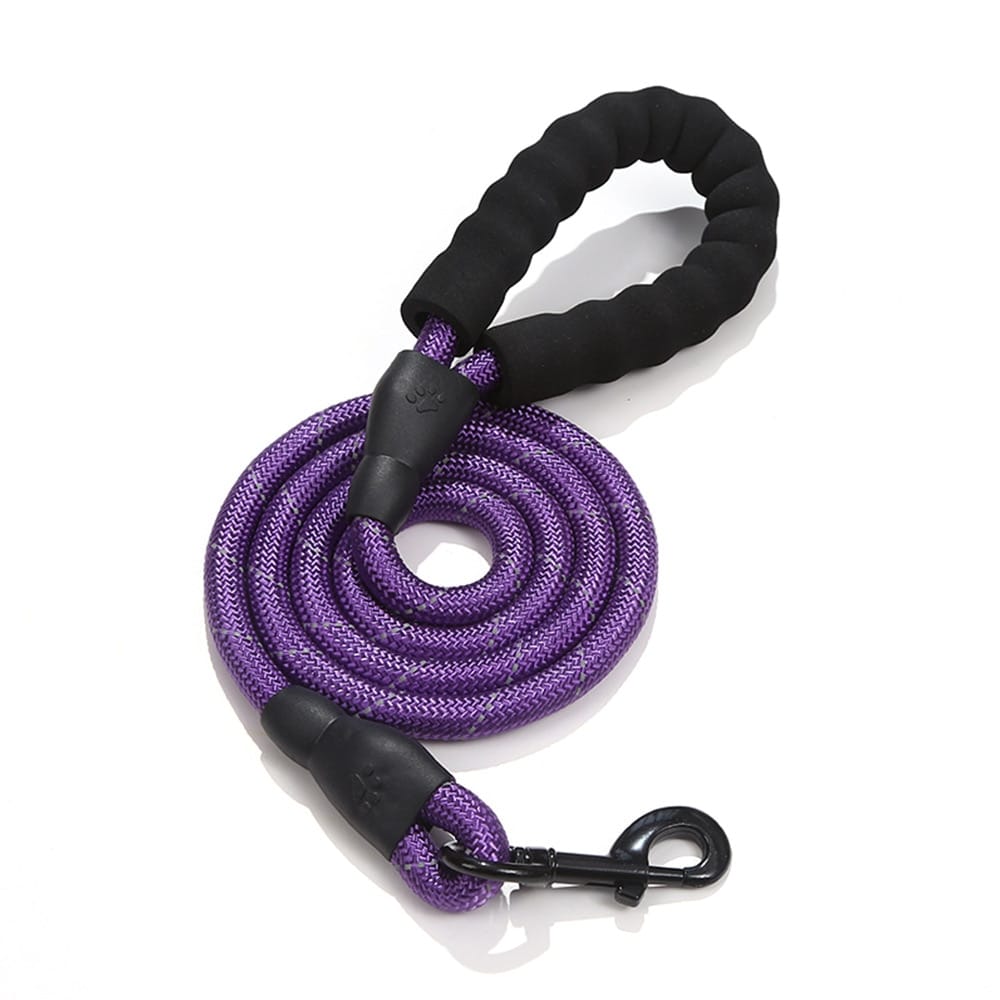 AE - BOBITSTORE Leashes Prpl Nylon Reflective Rope Leash with Padded Grip