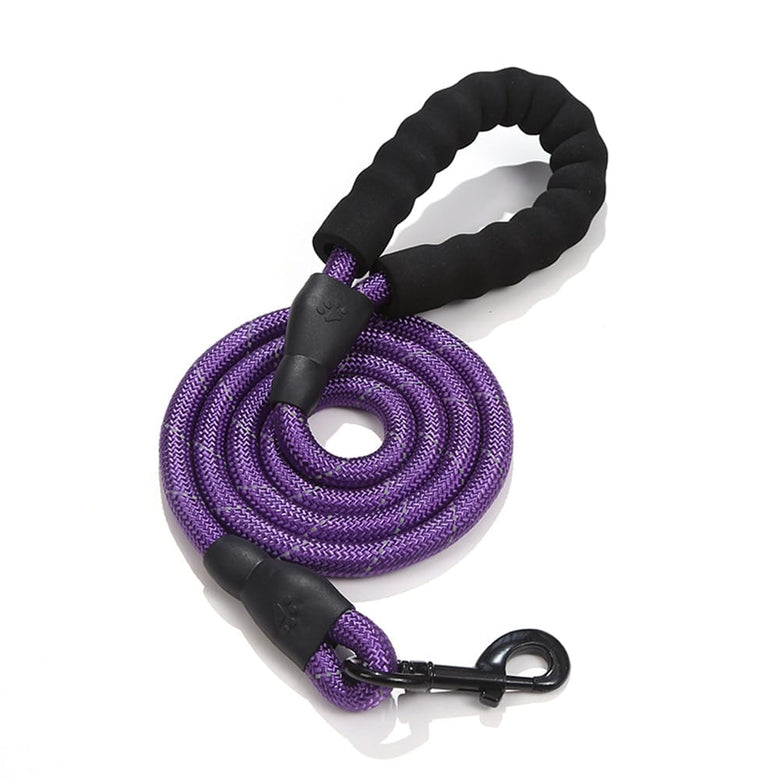 AE - BOBITSTORE Leashes Prpl Nylon Reflective Rope Leash with Padded Grip