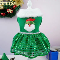 AE-PICKHOME Dresses S Santa Claus Green Dots Holiday Pet Dress