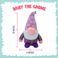 Baby DAISY Gnome Purple Plush Squeaky Dog Toy - 6"