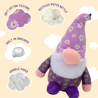 Daisy the Gnome Purple Plush Squeaky Dog Toy - 10"