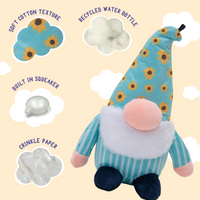 Sunny the Gnome Blue Plush Squeaky Dog Toy - 10"