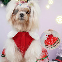 AE-PICKHOME Dresses Reindeer Snowflake Red Bowknot Holiday Dog Dress