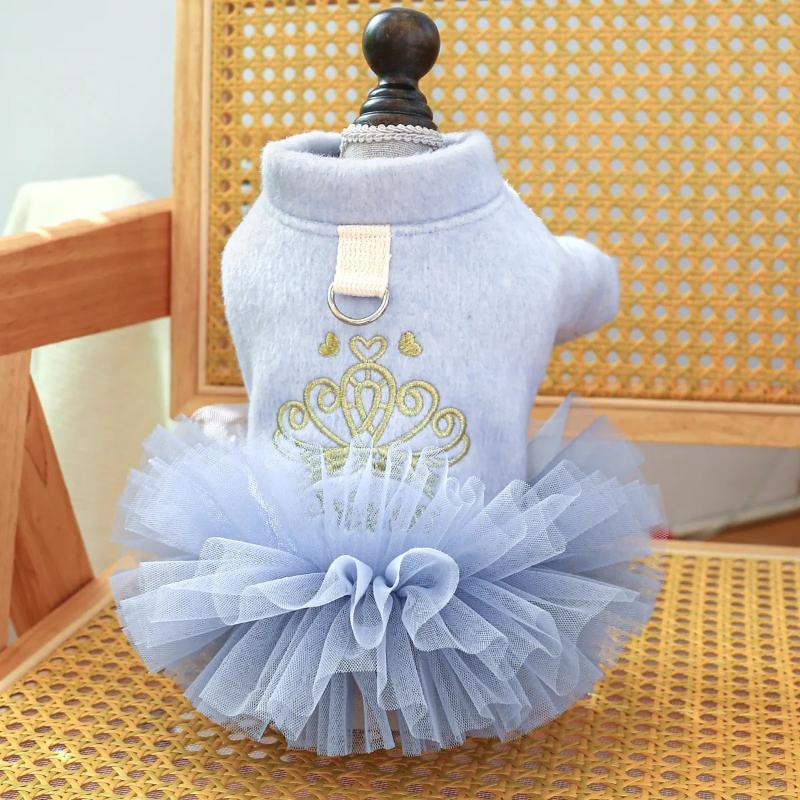AE - PETCIRCLE dog apparel Blu / XS Crown Princess Embroidered Tutu Pet Dress
