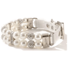 Mirage Pet Products Collars Wht / S Bling and Faux Pearls PU Leather Pet Collar - 3 Beautiful Colors