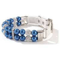 Mirage Pet Products Collars Blu / S Bling and Faux Pearls PU Leather Pet Collar - 3 Beautiful Colors