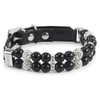 Mirage Pet Products Collars Blk / S Bling and Faux Pearls PU Leather Pet Collar - 3 Beautiful Colors