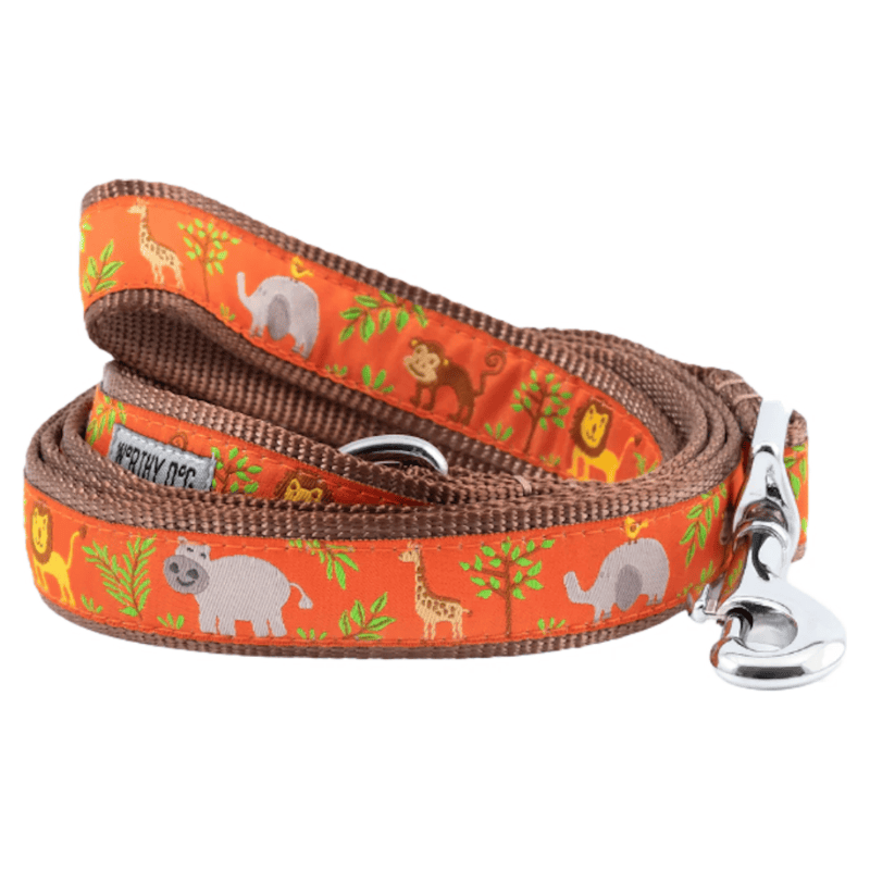 The Worthy Dog Collars-Leashes SM Zoofari Orange/Brown Dog Leash - 2 Sizes