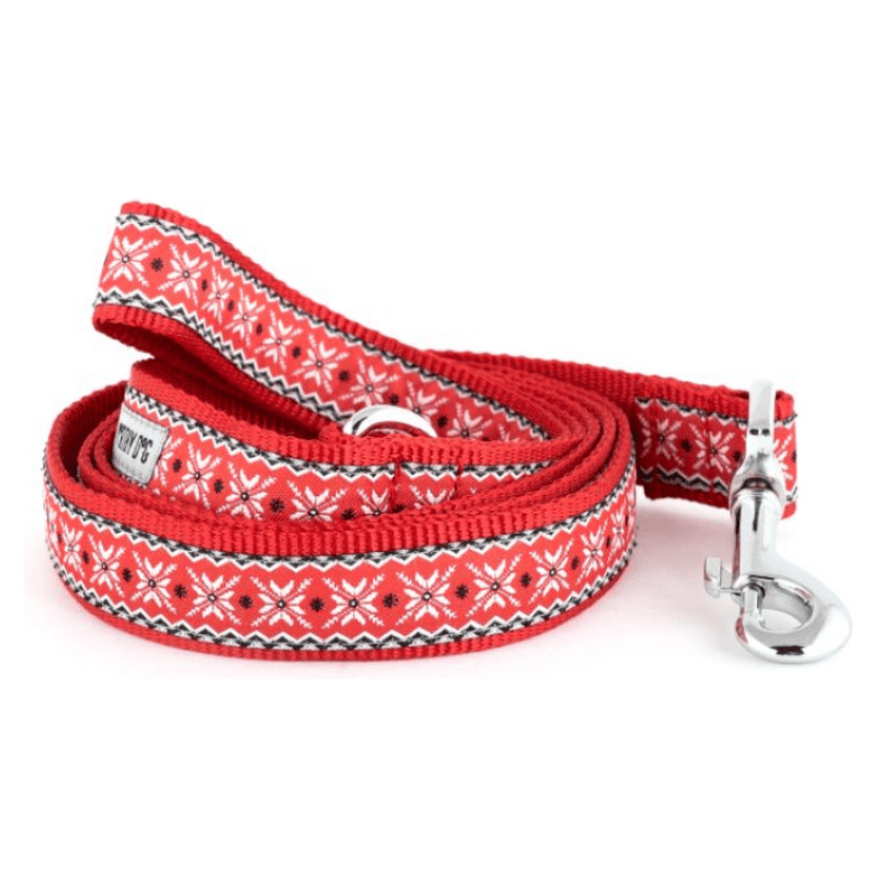 The Worthy Dog Leashes SM Nordic Snowflake Red Dog Leash