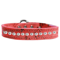 Mirage Pet Products Collars 10" / Red One Row Clear Jeweled Dragon Skin Genuine Leather Dog Collar