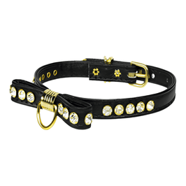 Mirage Pet Products Collars 10" / Blk Bow Clear Bling Stones Pet Collar - Multiple Colors