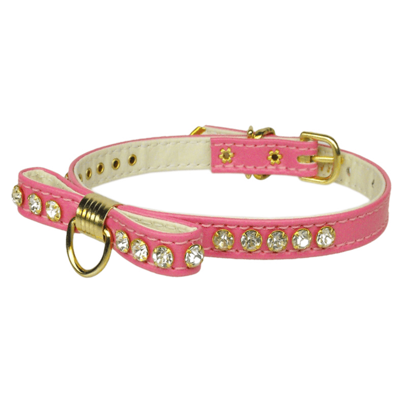 Mirage Pet Products Collars 10" / Pnk Bow Clear Bling Stones Pet Collar - Multiple Colors