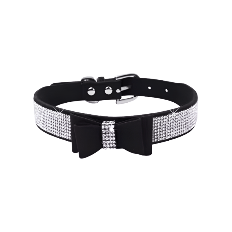 Mirage Pet Products Collars 2XS Black Double layered Bow Bling Pet Collar