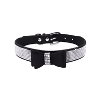 Mirage Pet Products Collars 2XS Black Double layered Bow Bling Pet Collar
