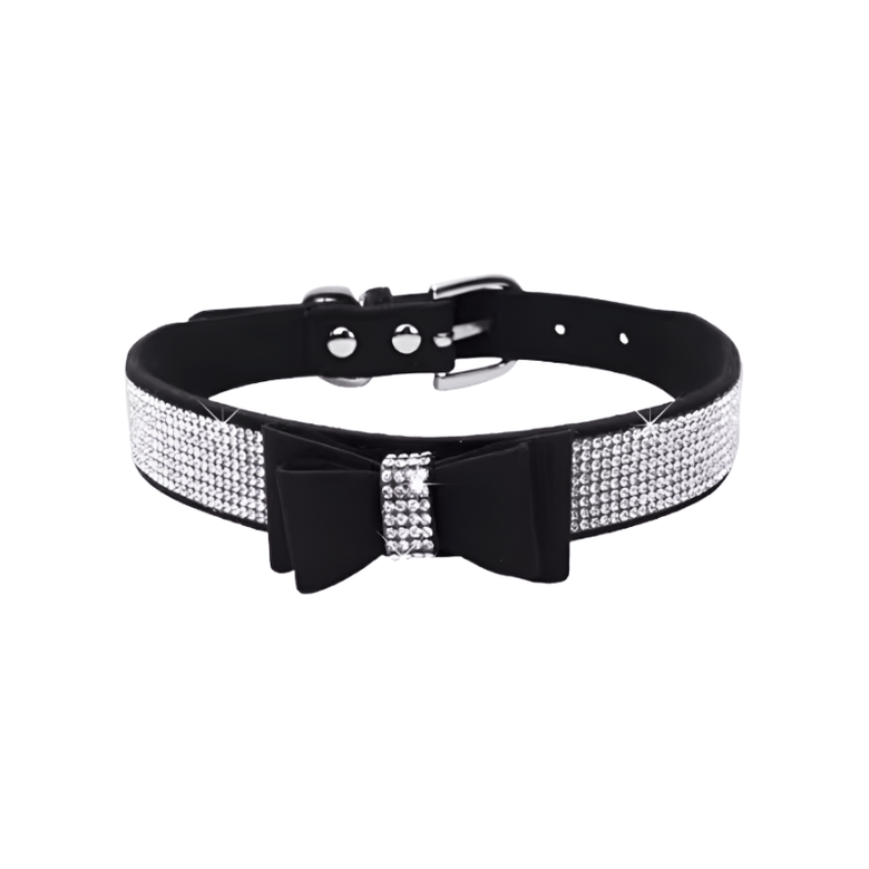 Mirage Pet Products Collars 2XS Black Double layered Bow Bling Pet Collar