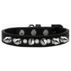 Mirage Pet Products COLLARS 10" Black with Bling & Silver Spikes Dog Collar