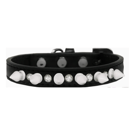 Mirage Pet Products COLLARS 10" Black with Bling & White Spikes Dog Collar
