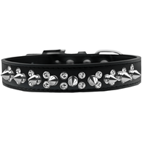 Mirage Pet Products Collars 12 / Blk Double Bling and Silver Spikes Dog Collar