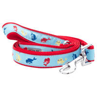 The Worthy Dog Leashes SM Narwhals Blue with RedTrim Summer Dog Leash - 2 Sizes
