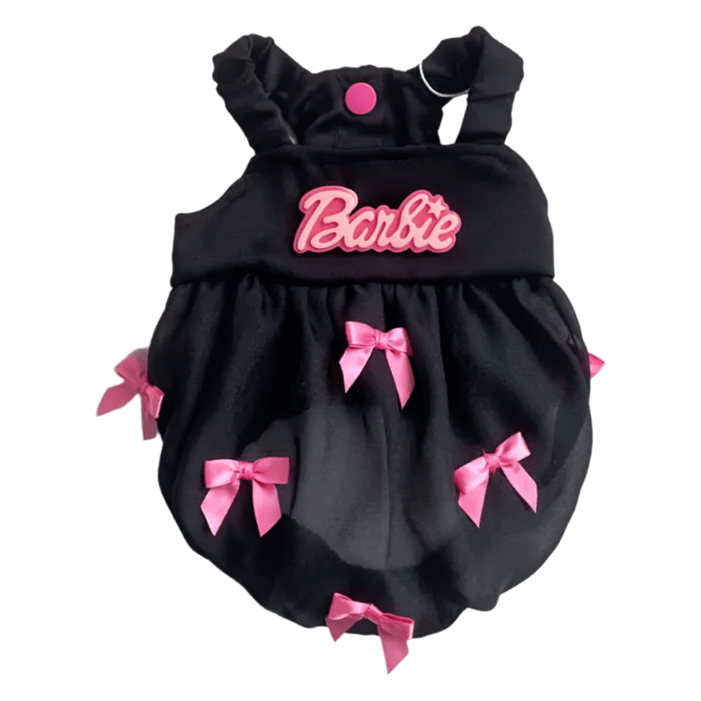 AE dog apparel S Bow Bubble Black and Pink BB Pet Dress