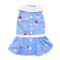 Summer Beach Blue with Colorful Sailboats Dog Dress