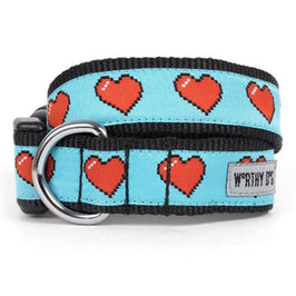 The Worthy Dog Collars XS Graphic Hearts Blue Dog Collar