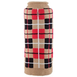 The Worthy Dog Sweaters XXS Oxford Tan Plaid Roll Neck Pet Sweater