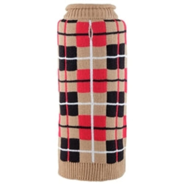 The Worthy Dog Sweaters XXS Oxford Tan Plaid Roll Neck Pet Sweater