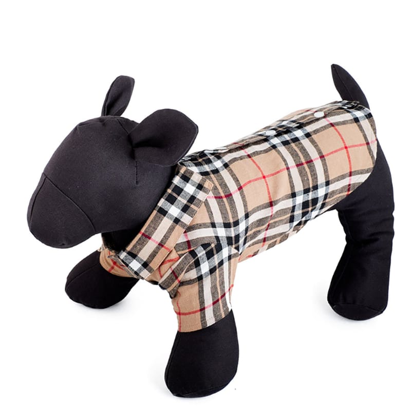 The Worthy Dog CollardShirts Tan Plaid Collared Dog Shirt